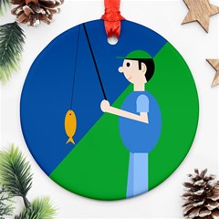 Fisherman Round Ornament (two Sides)  by Valentinaart