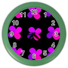 Purple Flowers Color Wall Clocks by Valentinaart