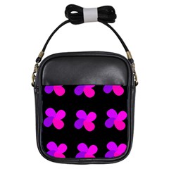 Purple Flowers Girls Sling Bags by Valentinaart