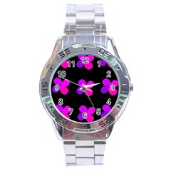 Purple Flowers Stainless Steel Analogue Watch by Valentinaart