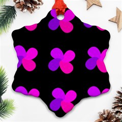 Purple Flowers Snowflake Ornament (2-side) by Valentinaart