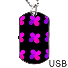 Purple Flowers Dog Tag Usb Flash (one Side)