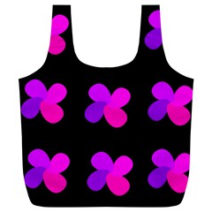 Purple Flowers Full Print Recycle Bags (l)  by Valentinaart