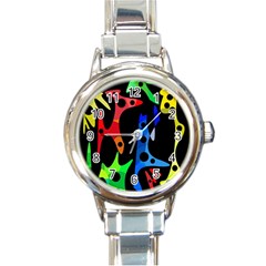 Colorful abstract pattern Round Italian Charm Watch