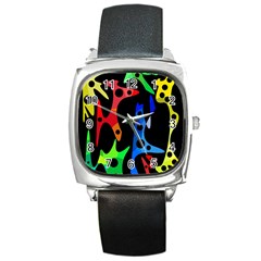 Colorful abstract pattern Square Metal Watch