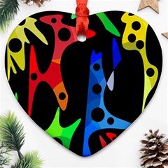 Colorful Abstract Pattern Heart Ornament (2 Sides) by Valentinaart