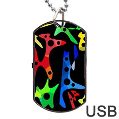 Colorful Abstract Pattern Dog Tag Usb Flash (one Side)