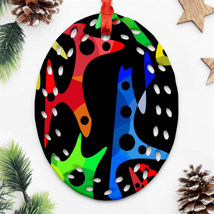 Colorful abstract pattern Oval Filigree Ornament (2-Side) 