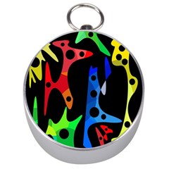 Colorful Abstract Pattern Silver Compasses by Valentinaart