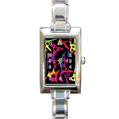 Colorful Pattern Rectangle Italian Charm Watch by Valentinaart