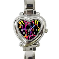 Colorful Pattern Heart Italian Charm Watch by Valentinaart