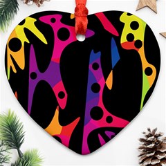 Colorful Pattern Heart Ornament (2 Sides) by Valentinaart