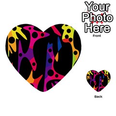 Colorful Pattern Multi-purpose Cards (heart)  by Valentinaart