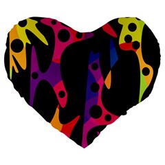 Colorful Pattern Large 19  Premium Heart Shape Cushions by Valentinaart