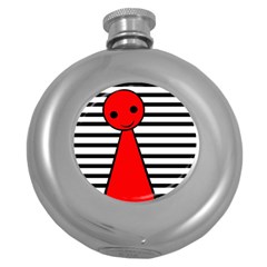 Red Pawn Round Hip Flask (5 Oz) by Valentinaart