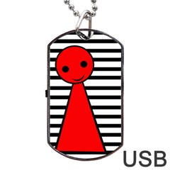 Red Pawn Dog Tag Usb Flash (two Sides) 