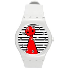 Red Pawn Round Plastic Sport Watch (m) by Valentinaart