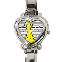 Yellow Pawn Heart Italian Charm Watch by Valentinaart