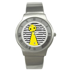 Yellow Pawn Stainless Steel Watch by Valentinaart