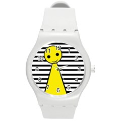 Yellow Pawn Round Plastic Sport Watch (m) by Valentinaart