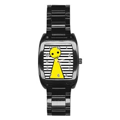 Yellow Pawn Stainless Steel Barrel Watch