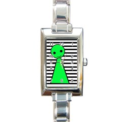 Green Pawn Rectangle Italian Charm Watch by Valentinaart