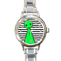 Green Pawn Round Italian Charm Watch by Valentinaart