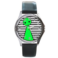 Green Pawn Round Metal Watch by Valentinaart