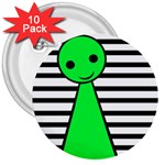 Green pawn 3  Buttons (10 pack)  Front