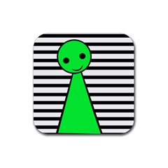 Green Pawn Rubber Coaster (square)  by Valentinaart