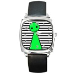 Green pawn Square Metal Watch Front