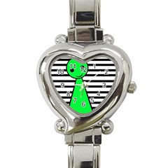 Green Pawn Heart Italian Charm Watch by Valentinaart