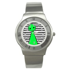 Green Pawn Stainless Steel Watch by Valentinaart