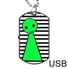 Green Pawn Dog Tag Usb Flash (two Sides)  by Valentinaart