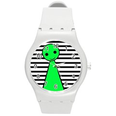 Green Pawn Round Plastic Sport Watch (m) by Valentinaart