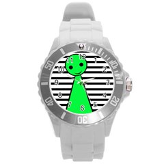 Green Pawn Round Plastic Sport Watch (l) by Valentinaart