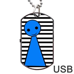 Blue Pawn Dog Tag Usb Flash (one Side)