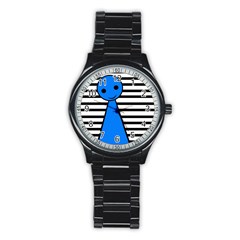 Blue Pawn Stainless Steel Round Watch by Valentinaart