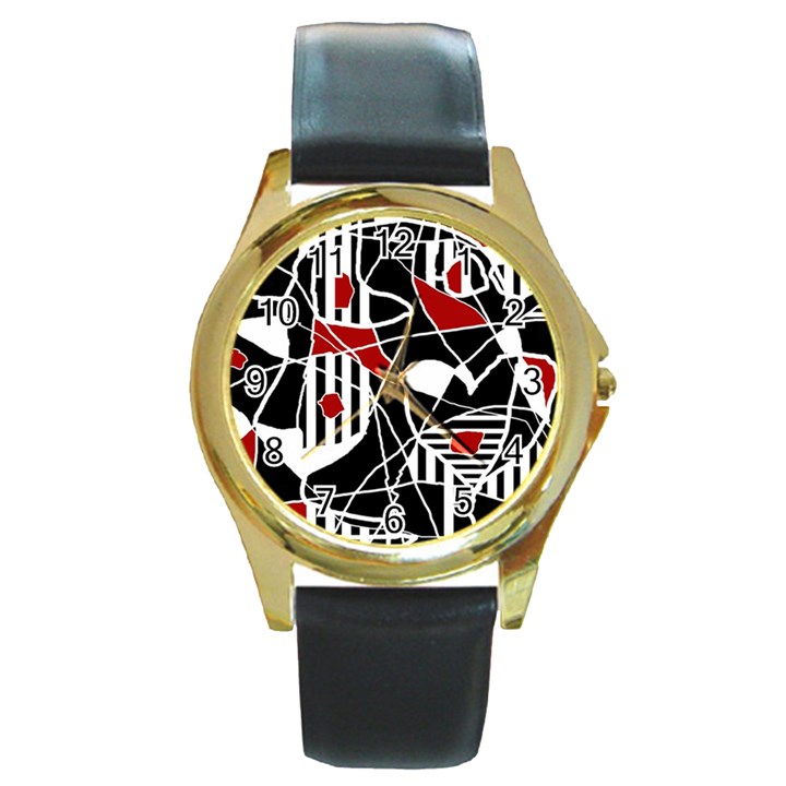 Artistic abstraction Round Gold Metal Watch