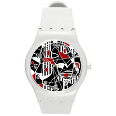 Artistic Abstraction Round Plastic Sport Watch (m) by Valentinaart