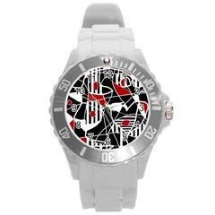 Artistic Abstraction Round Plastic Sport Watch (l) by Valentinaart