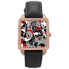 Artistic Abstraction Rose Gold Leather Watch  by Valentinaart