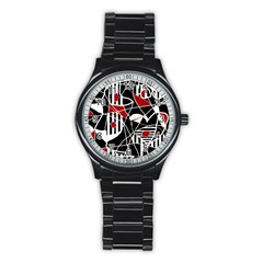 Artistic Abstraction Stainless Steel Round Watch by Valentinaart