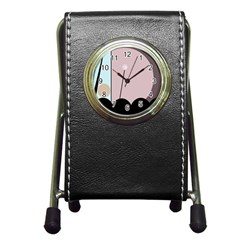 Abstract Design Pen Holder Desk Clocks by Valentinaart