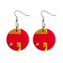 Red Abstraction Mini Button Earrings by Valentinaart