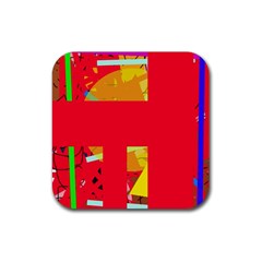 Red Abstraction Rubber Coaster (square)  by Valentinaart