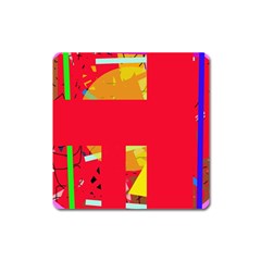 Red Abstraction Square Magnet by Valentinaart