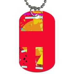 Red Abstraction Dog Tag (two Sides) by Valentinaart