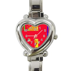 Red Abstraction Heart Italian Charm Watch by Valentinaart