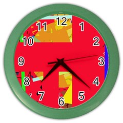 Red Abstraction Color Wall Clocks by Valentinaart